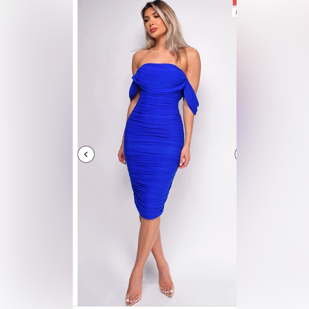 Kat Royal Blue Off Shoulder Dress